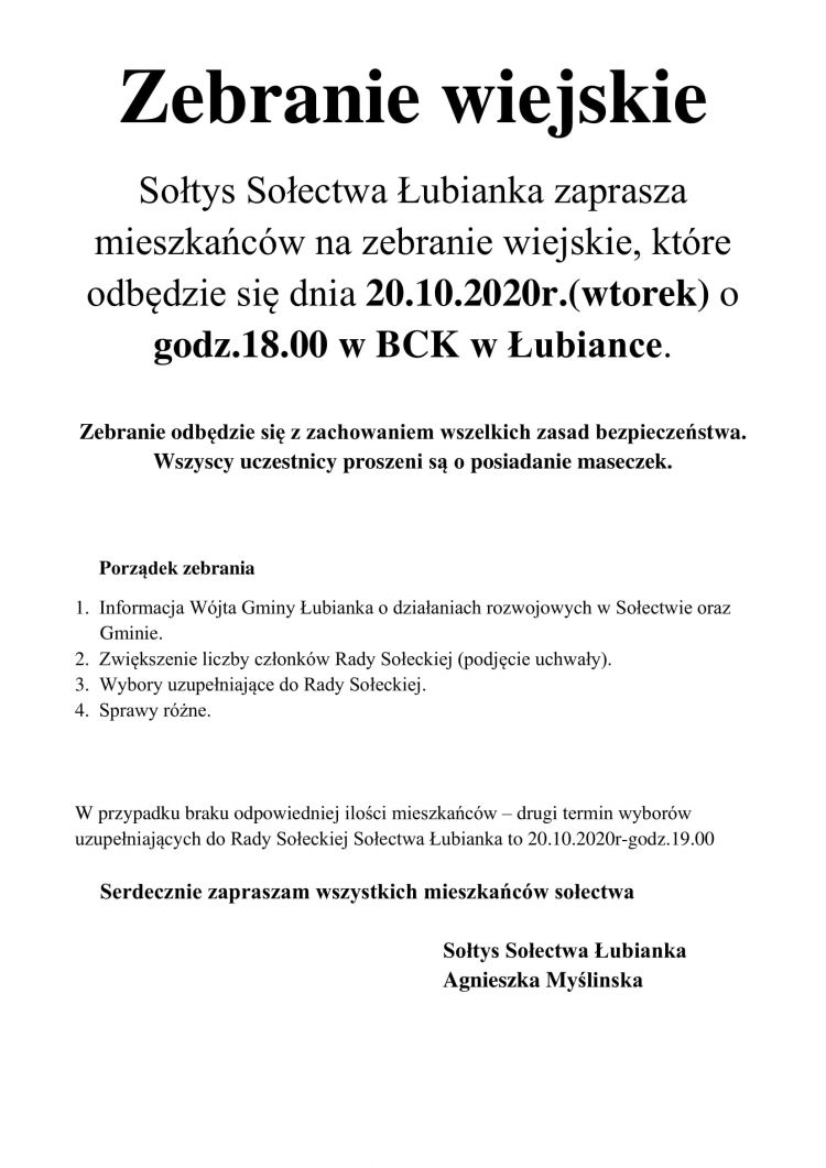 Ogłoszenie zebranie wiejskie 20.10.2020-1