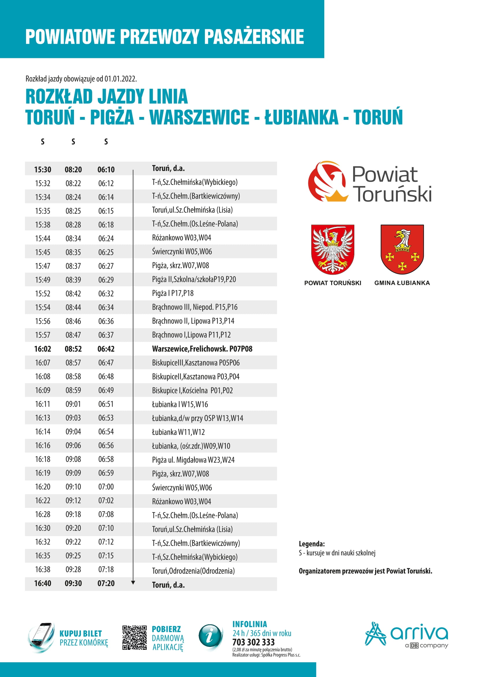 1. RJ Linia Toruń - Pigża - Warszewice - Łubianka - Toruń od 01.01.2022-1