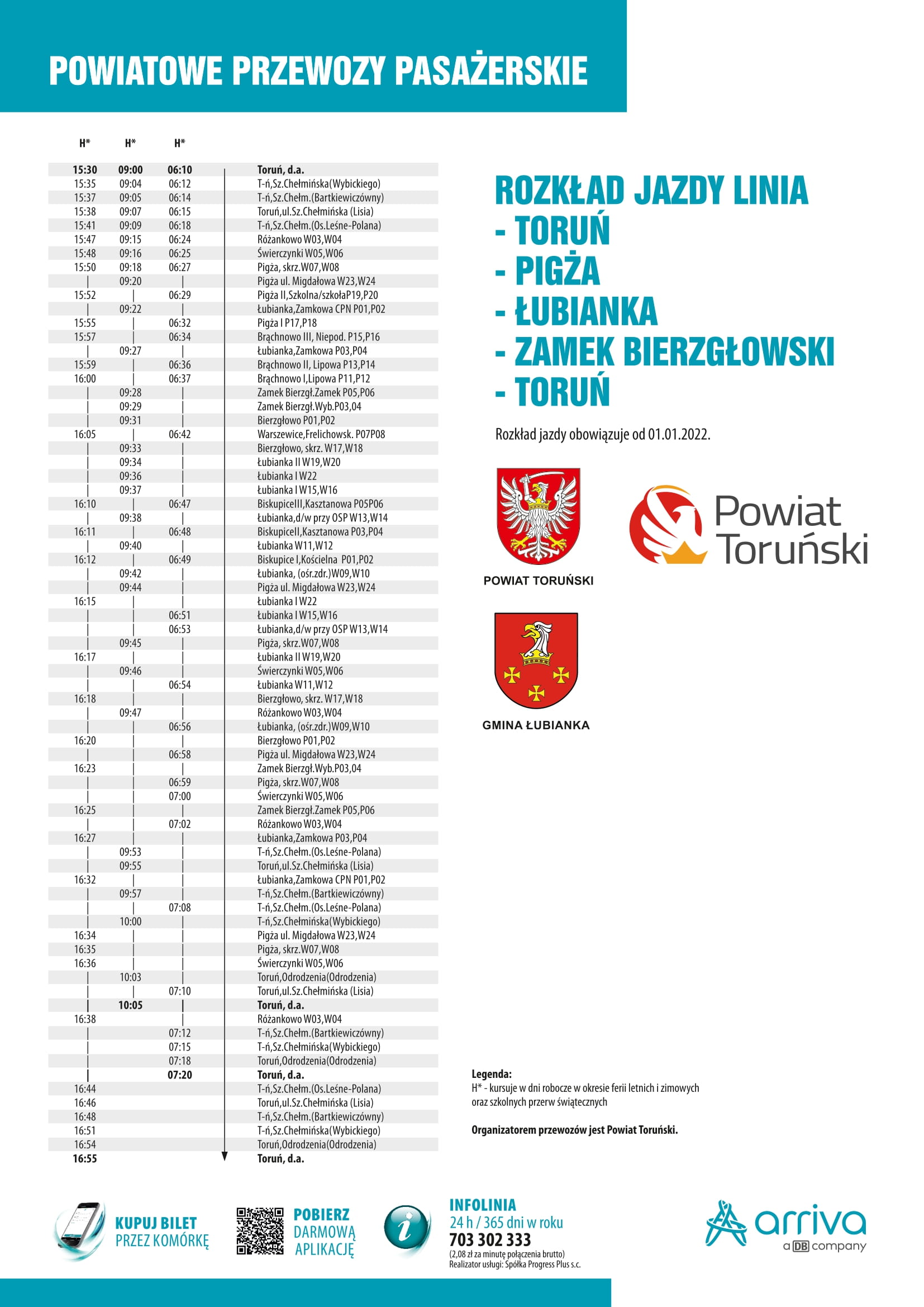 3. RJ Linia Toruń - Pigża - Łubianka - Zamek Bierzgłowski - Toruń od 01.01.2022-1