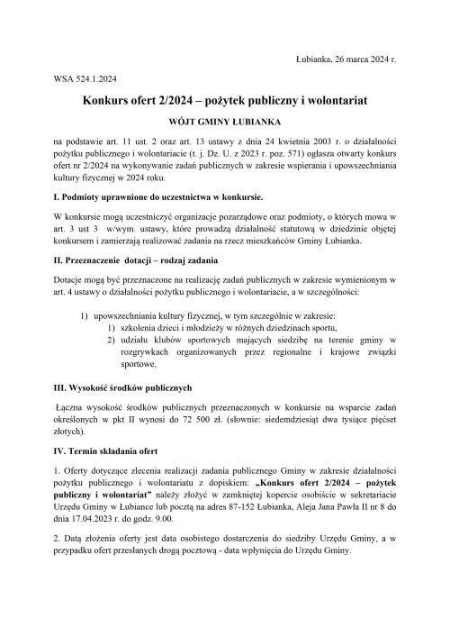 treść ogłoszenia
