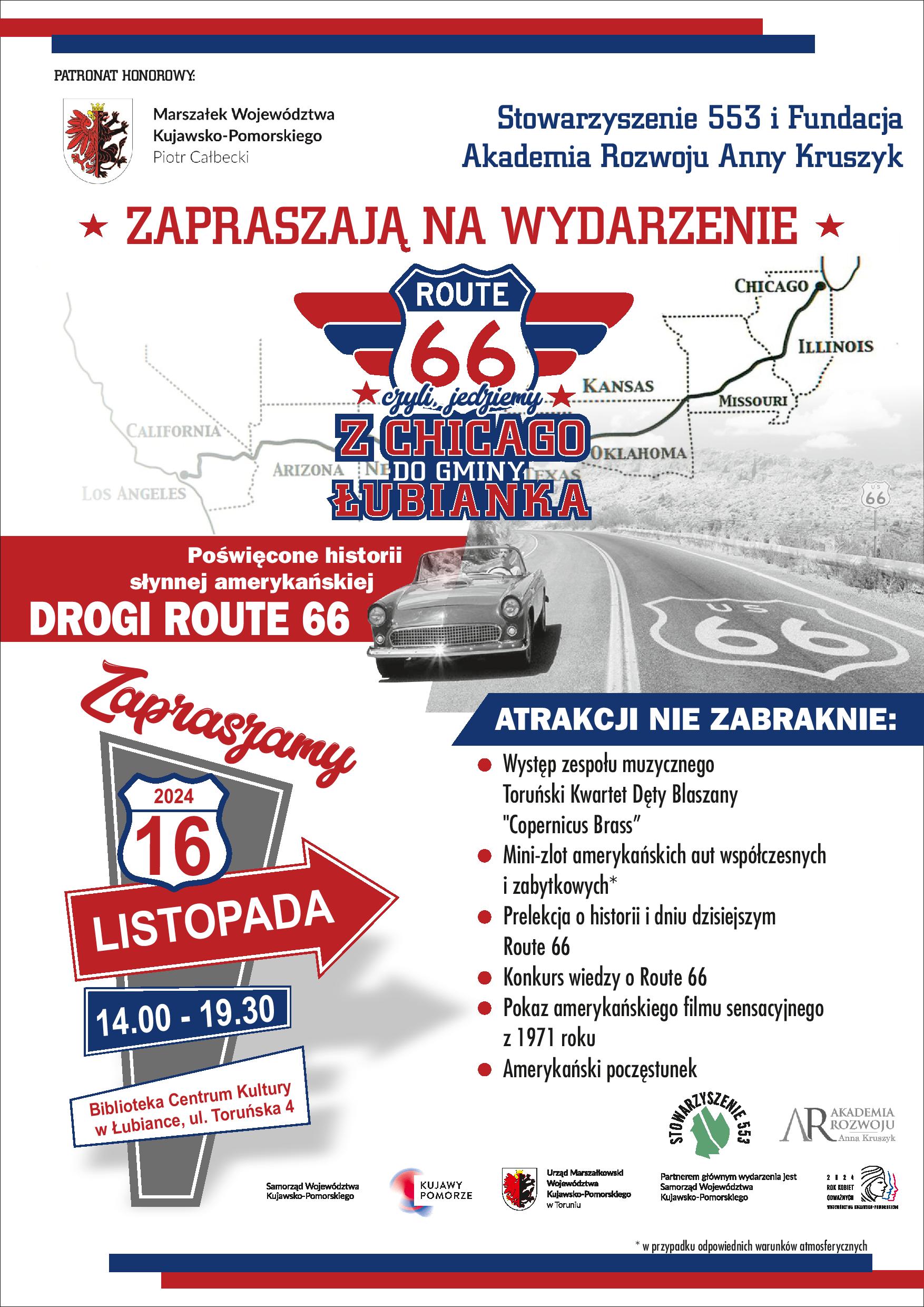 „Route 66, czyli jedziemy z Chicago do gminy Łubianka”