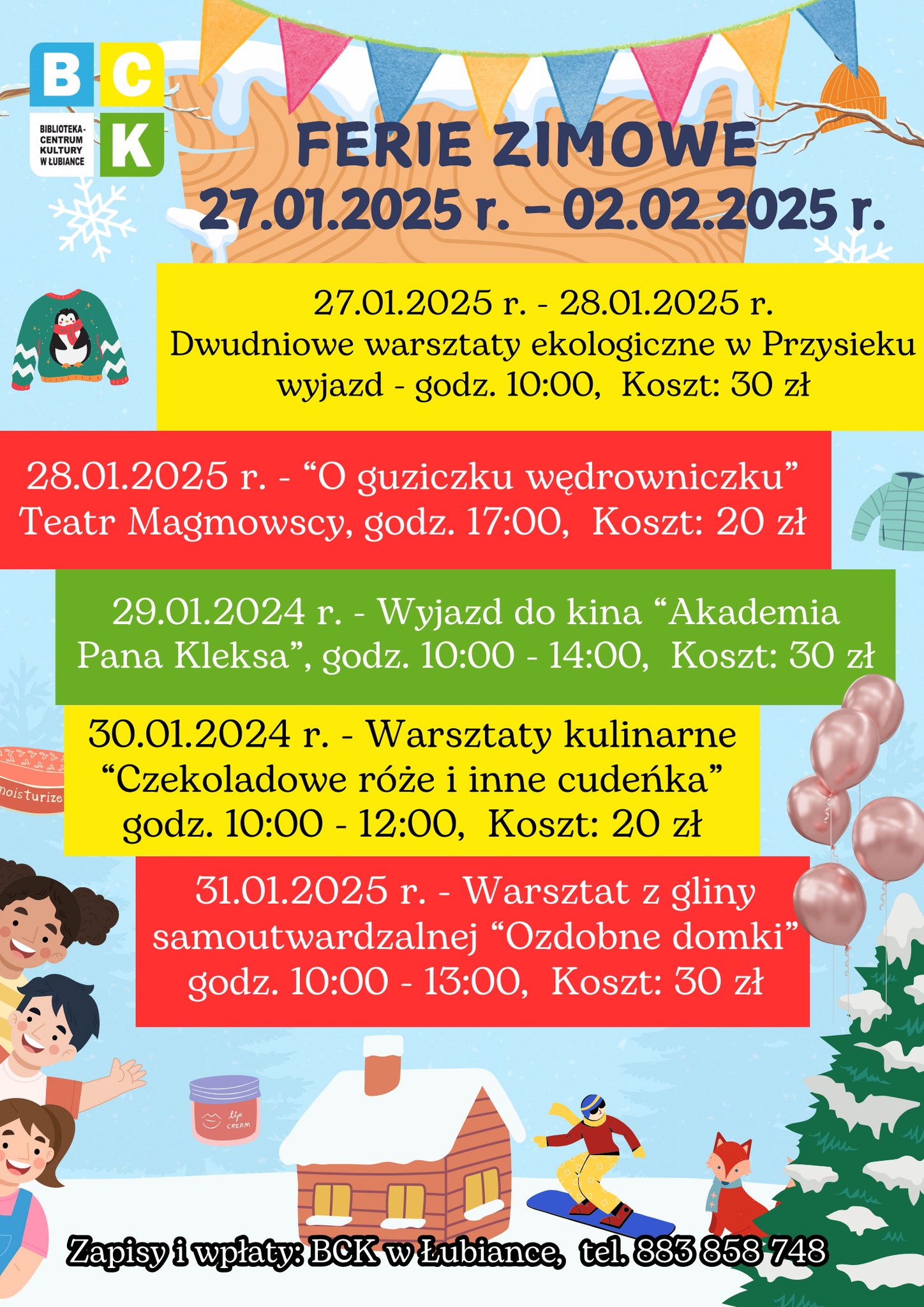 Ferie zimowe z Biblioteką Centrum Kultury w Łubiance