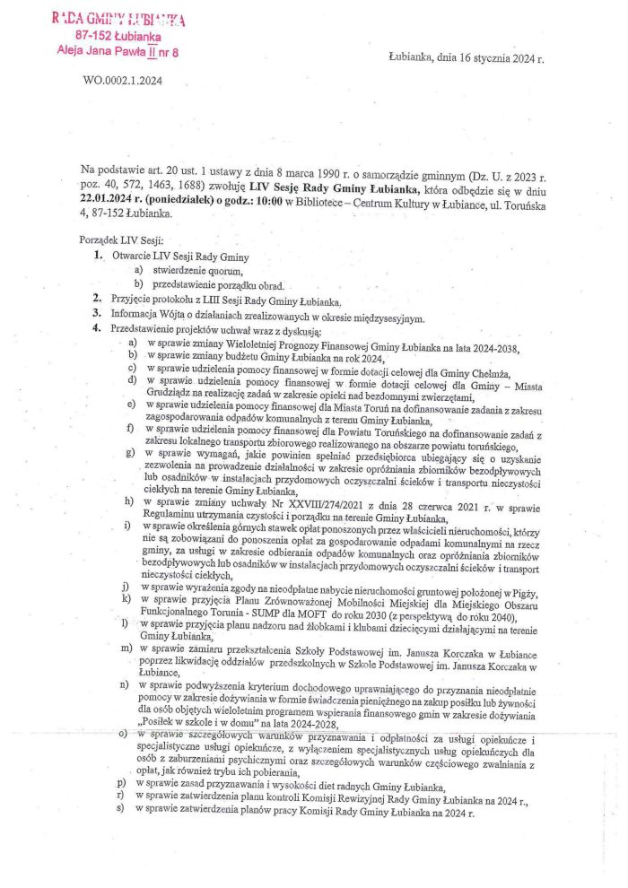porządek obrad