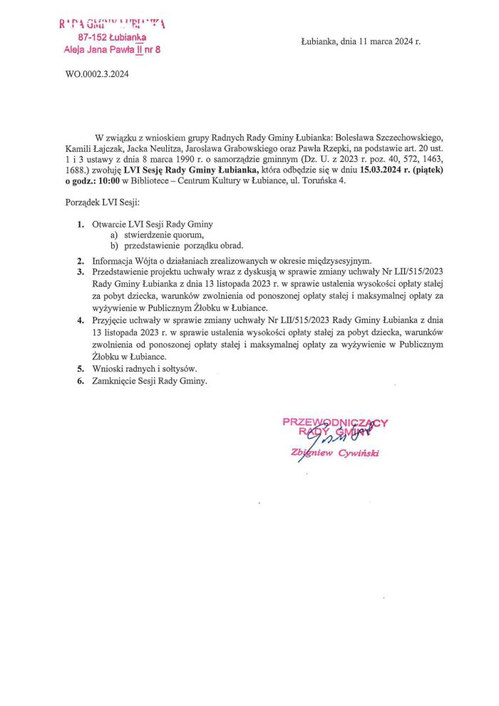 porządek obrad