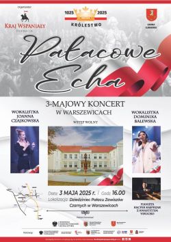 Pałacowe Echa - zaproszenie na koncert 3 maja 2025 r. godz. 16:00, Szkoła Podstawowa w Warszewicach