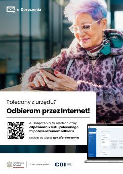 Plakat e-Doręczenie strona gov.pl/e-doreczenia