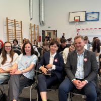 Uczestnicy debaty w Wybczu