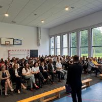 Uczestnicy debaty w Wybczu