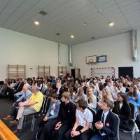 Uczestnicy debaty w Wybczu