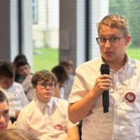 Uczestnicy debaty w Wybczu