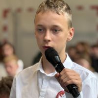 Uczestnicy debaty w Wybczu