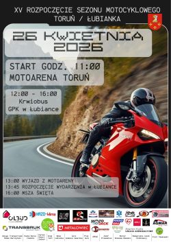 Plakat XV Rozpoczęcie Sezonu Motocyklowego 26.04.2026 r. od godz. 11:00