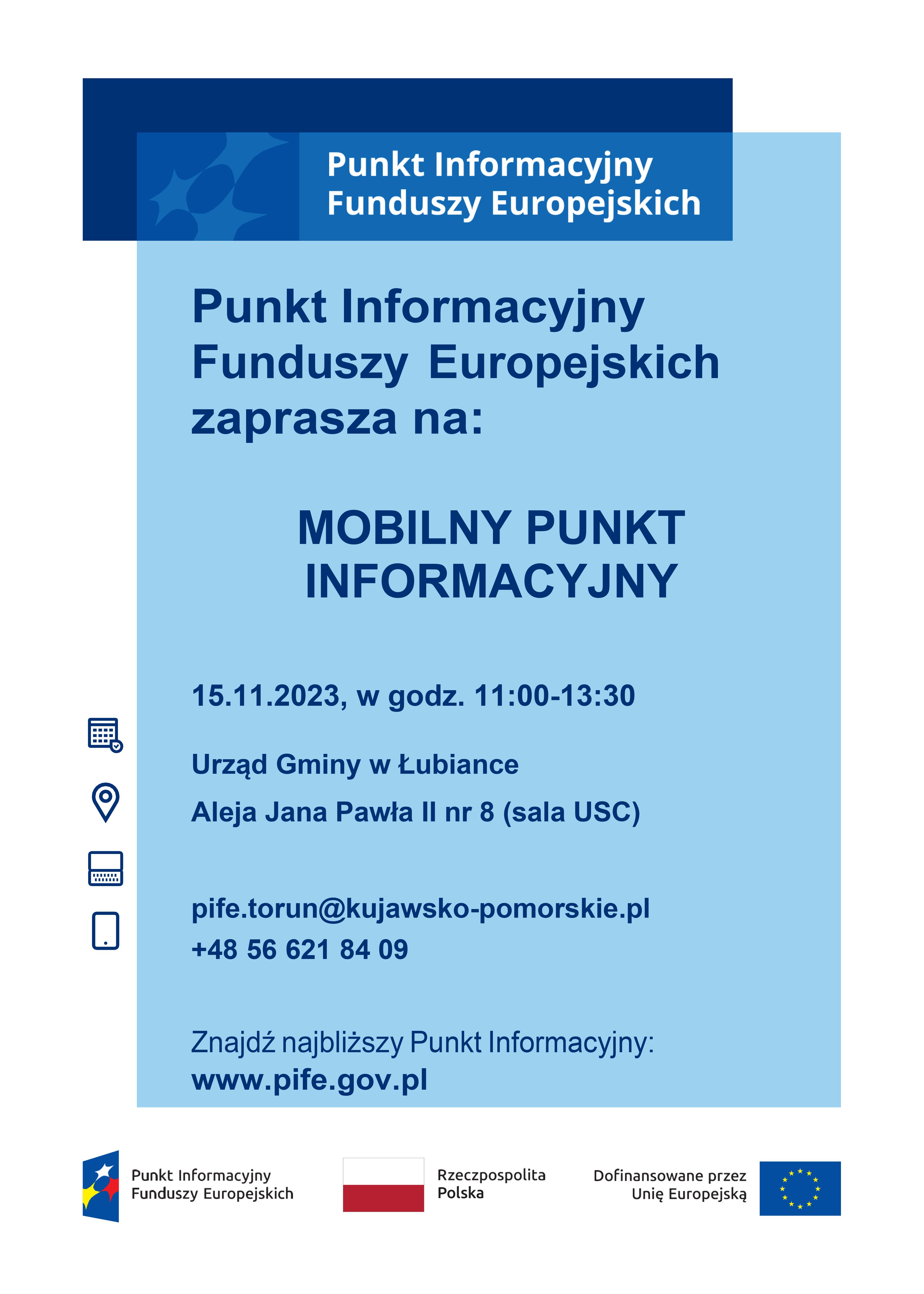 Mobilny Punkty Informacyjny Funduszy Europejskich - 15.11.2023 r.
