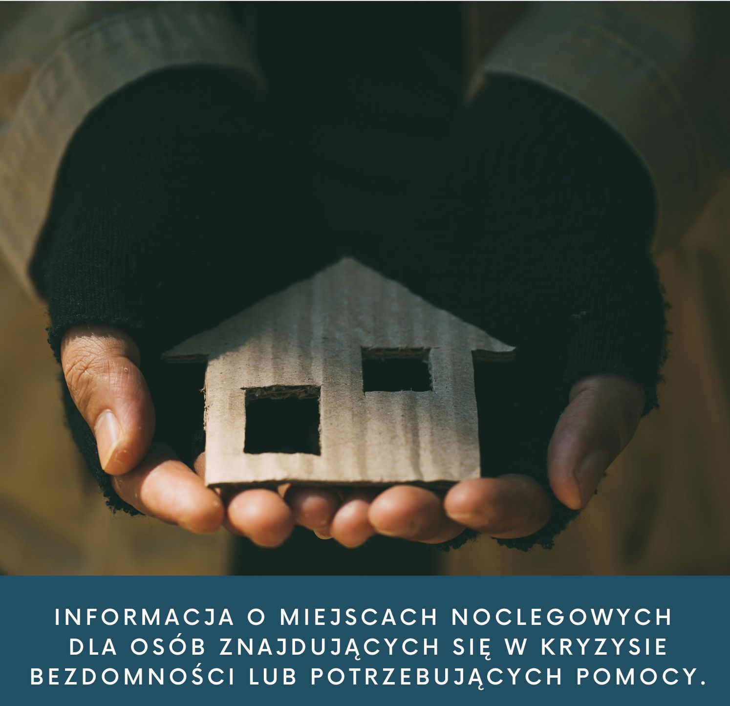 Informacja o miejscach noclegowych dla osób znajdujących się w kryzysie bezdomności lub potrzebujących pomocy.